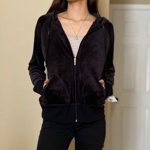 Vintage Black-Gray Velour Zip Up Sweater (NWT)